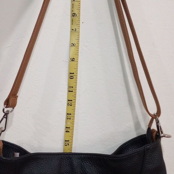 NWOT! I Medici Firenze Made In Italy Black & Tan Pebbled Leather Shoulder Bag - Picture 16 of 16